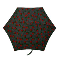 Black Denim And Roses Mini Folding Umbrellas by snowwhitegirl