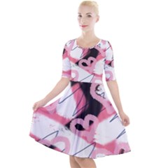 Heart Abstract Quarter Sleeve A-Line Dress