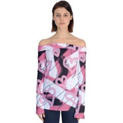 Heart Abstract Off Shoulder Long Sleeve Top