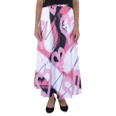 Heart Abstract Flared Maxi Skirt