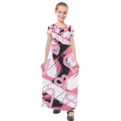 Heart Abstract Kids  Short Sleeve Maxi Dress