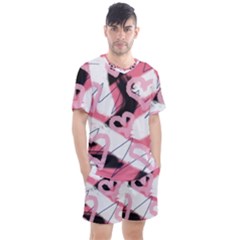 Heart Abstract Men s Mesh Tee and Shorts Set