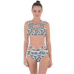 Cracked Doll Pattern Blue Bandaged Up Bikini Set 