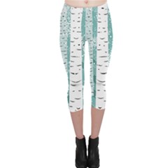 Birch Tree Background Snow Capri Leggings 