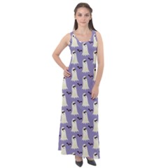 Halloween Ghost Bat Sleeveless Velour Maxi Dress