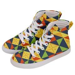 Background Geometric Color Plaid Men s Hi-top Skate Sneakers by Mariart