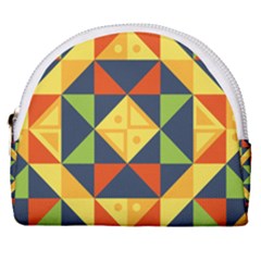 Background Geometric Color Plaid Horseshoe Style Canvas Pouch