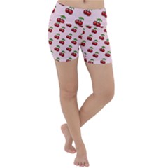 Retro Pink Cherries Lightweight Velour Yoga Shorts