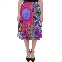 Red Flower Abstract  Classic Midi Skirt by okhismakingart