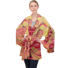 Arrangement Butterfly Pink Velvet Kimono Robe