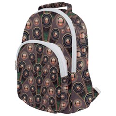 Abstract Pattern Green Rounded Multi Pocket Backpack by HermanTelo