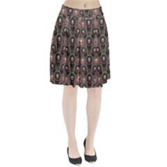 Abstract Pattern Green Pleated Skirt