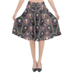 Abstract Pattern Green Flared Midi Skirt by HermanTelo