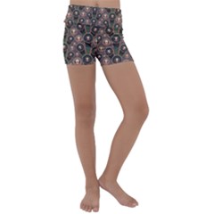 Abstract Pattern Green Kids  Lightweight Velour Yoga Shorts by HermanTelo