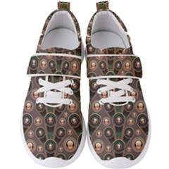 Abstract Pattern Green Men s Velcro Strap Shoes