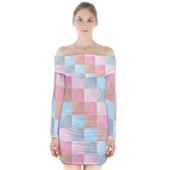 Background Pastel Long Sleeve Off Shoulder Dress by HermanTelo