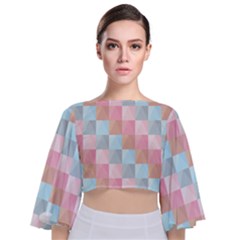 Background Pastel Tie Back Butterfly Sleeve Chiffon Top by HermanTelo