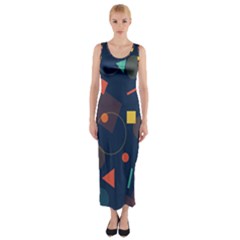 Background Geometric Fitted Maxi Dress