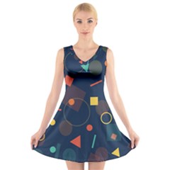 Background Geometric V-neck Sleeveless Dress by HermanTelo