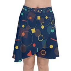 Background Geometric Chiffon Wrap Front Skirt by HermanTelo
