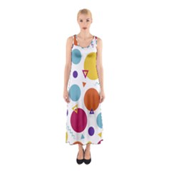 Background Polka Dot Sleeveless Maxi Dress