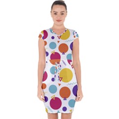 Background Polka Dot Capsleeve Drawstring Dress  by HermanTelo