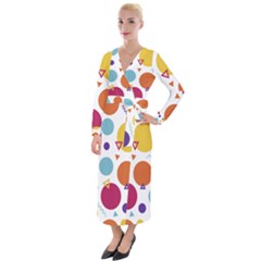 Background Polka Dot Velvet Maxi Wrap Dress