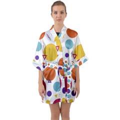 Background Polka Dot Quarter Sleeve Kimono Robe