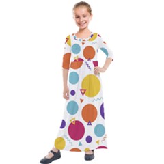 Background Polka Dot Kids  Quarter Sleeve Maxi Dress by HermanTelo