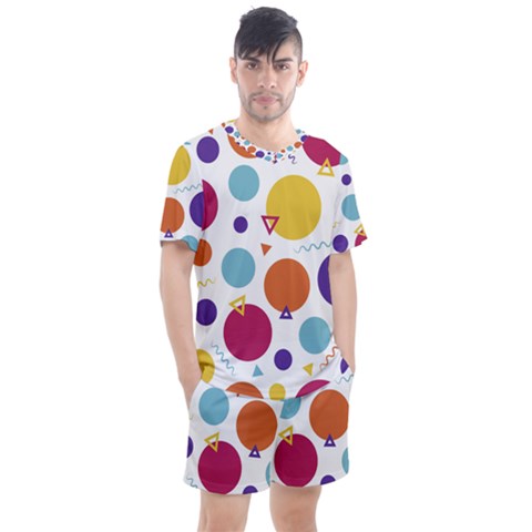 Background Polka Dot Men s Mesh Tee And Shorts Set by HermanTelo