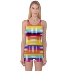 Background Line Rainbow One Piece Boyleg Swimsuit