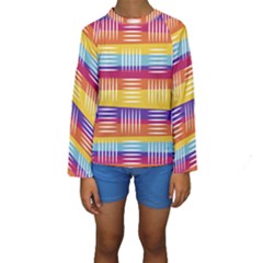 Background Line Rainbow Kids  Long Sleeve Swimwear