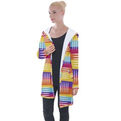 Background Line Rainbow Longline Hooded Cardigan