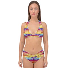 Background Line Rainbow Double Strap Halter Bikini Set by HermanTelo