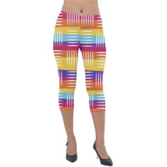 Background Line Rainbow Lightweight Velour Capri Leggings 