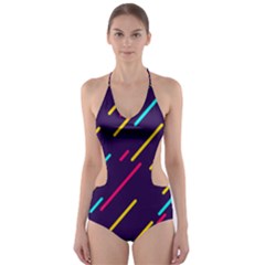 Background Lines Forms Cut-out One Piece Swimsuit