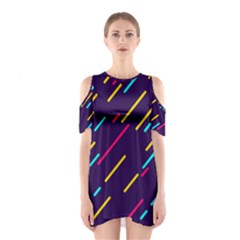 Background Lines Forms Shoulder Cutout One Piece Dress by HermanTelo