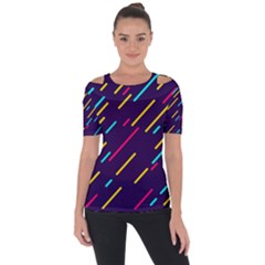 Background Lines Forms Shoulder Cut Out Short Sleeve Top