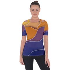 Autumn Waves Shoulder Cut Out Short Sleeve Top by HermanTelo