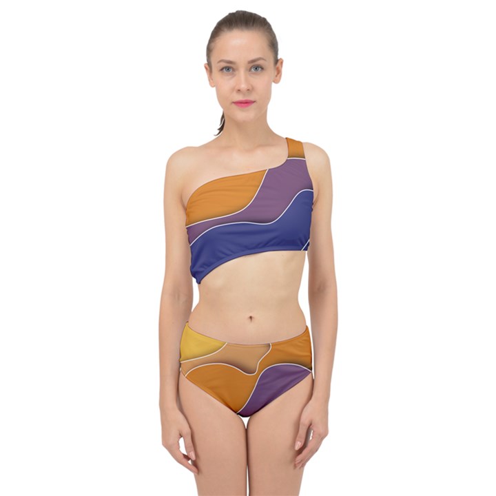 Autumn Waves Spliced Up Two Piece Swimsuit