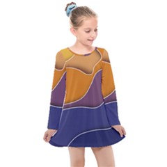 Autumn Waves Kids  Long Sleeve Dress by HermanTelo