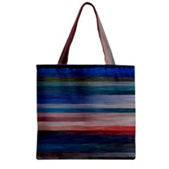 Background Horizontal Lines Zipper Grocery Tote Bag