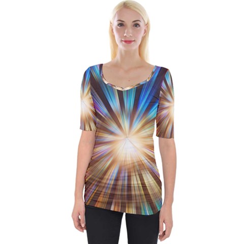 Background Spiral Abstract Wide Neckline Tee by HermanTelo
