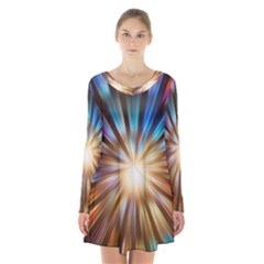 Background Spiral Abstract Long Sleeve Velvet V-neck Dress