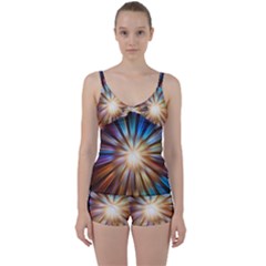 Background Spiral Abstract Tie Front Two Piece Tankini