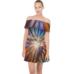 Background Spiral Abstract Off Shoulder Chiffon Dress