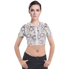 Background Watches Key Time Retro Short Sleeve Cropped Jacket