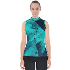 Background Texture Mock Neck Shell Top