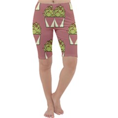 Cactus Pattern Background Texture Cropped Leggings 