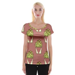 Cactus Pattern Background Texture Cap Sleeve Top by HermanTelo